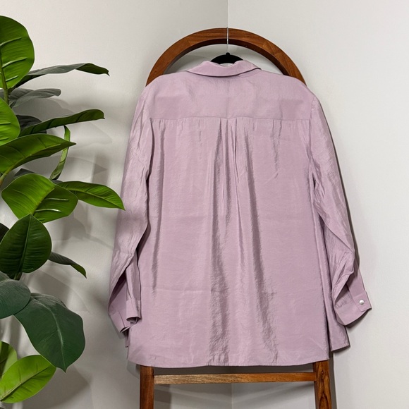 J. Jill 3X Pastel Lilac Lavender Modal Blend Long Roll Tab Sleeve Popover Blouse - Picture 5 of 9